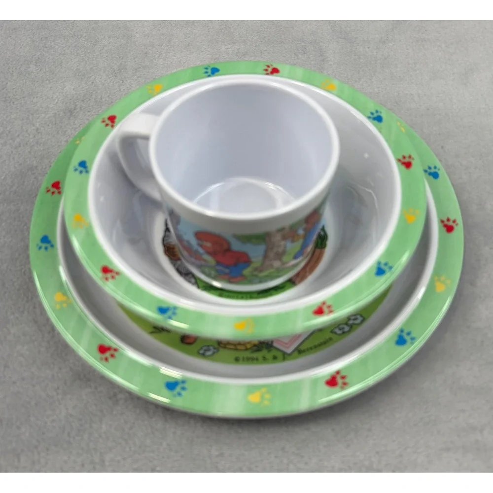 Vtg Berenstain Bears 1994 Kids Dinnerware 3 Piece Set Melamine Princess House